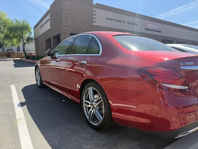 Mercedes-Benz E300 outside the shop